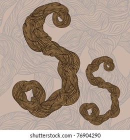 vector "s" letter of oak  tree wooden texture on seamless wooden background