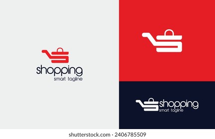 Vector S letter shopping cart shopping bag logo vector suitable for shopping logo	
