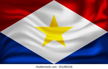 Vector Saba flag, three dimensional render, satin texture