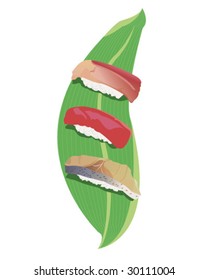 Vector Saba maguro and tai sushi set illustration