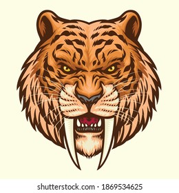 vector of Sabertooth head mascot angry