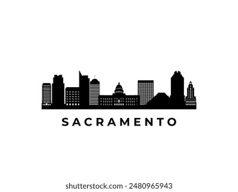 Vector Sacramento skyline. Travel Sacramento famous landmarks. Business and tourism concept for presentation, banner, web site.