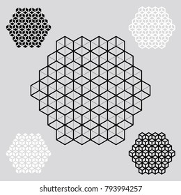 Vector Sacred Geometry Hexagon Motif Made Of Editable Lines