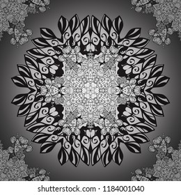 Vector sacred geometry round colored symbol with glowing stars on a gray and white colors. Design for logo, game, cover, card.