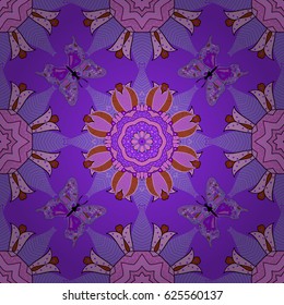 Vector sacred geometry round colored symbol with glowing stars on a background. Design for logo, game, cover, card.