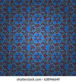 Vector sacred geometry round colored symbol with glowing stars on a blue background. Design for logo, game, cover, card.