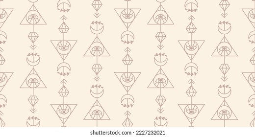 Vector sacred geometry shapes seamless pattern. Mono line grid, minimal ornament, modern abstract linear simple background. Fashion mystery signs. Alchemy, astrology, esoteric, hipster symbols.