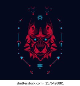 Vector Sacred Wolf Abstract Illustration