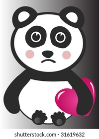 Vector Sad Baby Panda with Heart