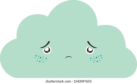 vector sad blue cloud with big eyes