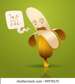 Vector sad cartoon banana