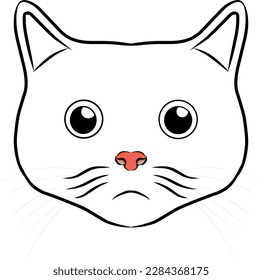 vector sad cat with red nose