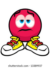 Vector Of Sad Character In Yellow Tennis Shoes