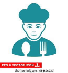 Vector Sad Cook EPS vector icon. Illustration style is flat iconic soft blue symbol on a transparent background.