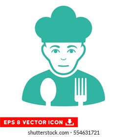 Vector Sad Cook EPS vector pictogram. Illustration style is flat iconic cyan symbol on a transparent background.