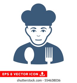 Vector Sad Cook EPS vector pictogram. Illustration style is flat iconic blue symbol on a transparent background.