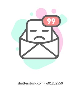 Vector sad emoji emoticon face in email with a lot of variation. Modern flat icon design.