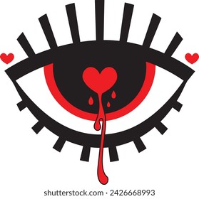Vector Sad Eye with bleeding heart