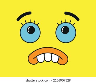 
vector. sad face of yellow monster. emotion. cartoon