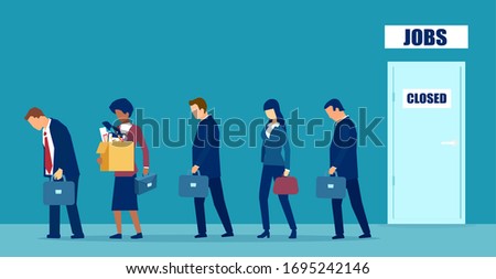 Vector of a sad group of people fired from job due to business closure 