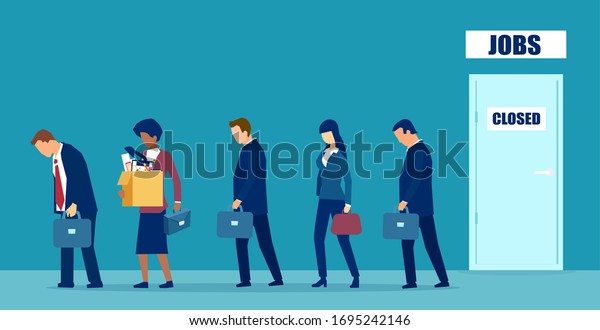 Vector of a sad group of people fired from job due to\
business closure 