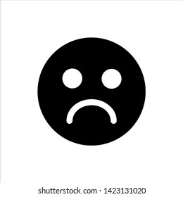 Vector Sad Happy Expression Emoticon Icon. Black Not Satisfied Symbol With Trendy Flat Style Icon For Web Site Design, Logo, App, UI Isolated On White Background