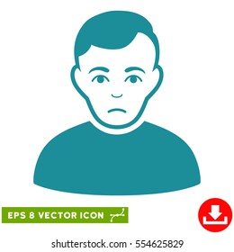 Vector Sad Man EPS vector icon. Illustration style is flat iconic soft blue symbol on a transparent background.