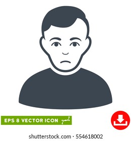 Vector Sad Man EPS vector pictogram. Illustration style is flat iconic smooth blue symbol on a transparent background.