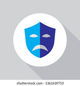 vector sad mask flat icon, comedy theater sign symbol
