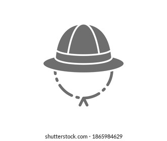 Vector safari hat, cork helmet grey icon.