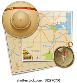 Vector Safari Map With Hat