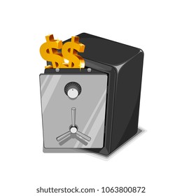 Vector Safe Box and Dollar Sign Icon.