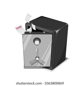 Vector Safe Box and Secret Documents Icon.