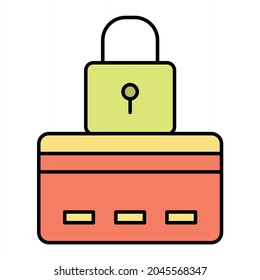 Vector Safe Credit Card Filled Outline Icon Design
