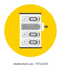 vector safe deposit boxes with key / financial banking investment concept / isolated, sign and icon template