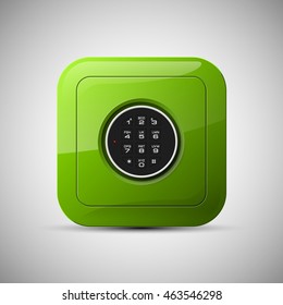 Vector safe Image. Armored box background. The door of a bank vault with a electronic combination lock. Reliable Data Protection. Long-term savings. Deposit box icon.Protection of personal information