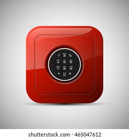 Vector safe Image. Armored box background. The door of a bank vault with a electronic combination lock. Reliable Data Protection. Long-term savings. Deposit box icon.Protection of personal information