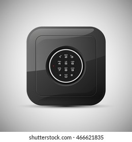 Vector safe Image. Armored box background. The door of a bank vault with a electronic combination lock. Reliable Data Protection. Long-term savings. Deposit box icon.Protection of personal information