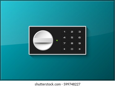 Vector safe Image. Armored box background. The door of a bank vault with a mechanical combination lock. Reliable Data Protection. Long-term savings. Deposit box icon.Protection of personal information