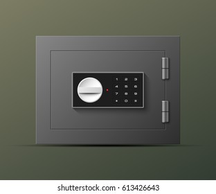 Vector safe Image. Armored box background. The door of a bank vault with a mechanical combination lock. Reliable Data Protection. Long-term savings. Deposit box icon.Protection of personal information