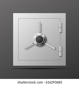 Vector safe Image. Armored box background. The door of a bank vault with a mechanical combination lock. Reliable Data Protection. Long-term savings. Deposit box icon.Protection of personal information