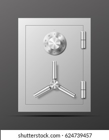 Vector safe Image. Armored box background. The door of a bank vault with a mechanical combination lock. Reliable Data Protection. Long-term savings. Deposit box icon.Protection of personal information