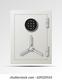 Vector safe Image. Armored box background. The door of a bank vault with a mechanical combination lock. Reliable Data Protection. Long-term savings. Deposit box icon.Protection of personal information