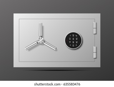 Vector safe Image. Armored box background. The door of a bank vault with a mechanical combination lock. Reliable Data Protection. Long-term savings. Deposit box icon.Protection of personal information