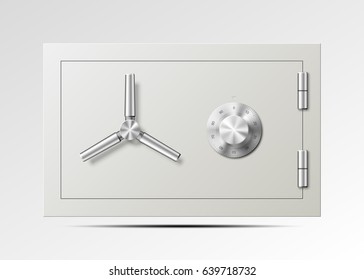 Vector safe Image. Armored box background. The door of a bank vault with a mechanical combination lock. Reliable Data Protection. Long-term savings. Deposit box icon.Protection of personal information