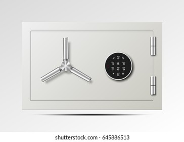 Vector safe Image. Armored box background. The door of a bank vault with a mechanical combination lock. Reliable Data Protection. Long-term savings. Deposit box icon.Protection of personal information