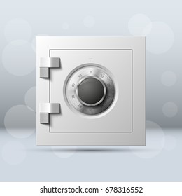 Vector safe image. Armored box background. Door bank vault & mechanical combination lock. Reliable Data Protection. Long-term savings. Deposit box icon. Protection of personal information.Banking icon