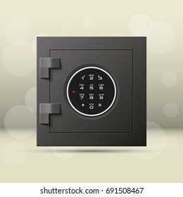 Vector safe image. Armored box background. Door bank vault & mechanical combination lock. Reliable Data Protection. Long-term savings. Deposit box icon. Protection of personal information.Banking icon