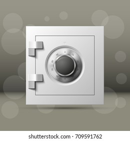 Vector safe image. Armored box background. Door bank vault & mechanical combination lock. Reliable Data Protection. Long-term savings. Deposit box icon. Protection of personal information.Banking icon