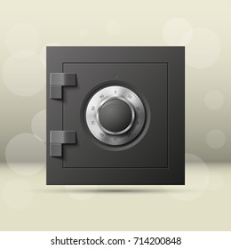 Vector safe image. Armored box background. Door bank vault & mechanical combination lock. Reliable Data Protection. Long-term savings. Deposit box icon. Protection of personal information.Banking icon